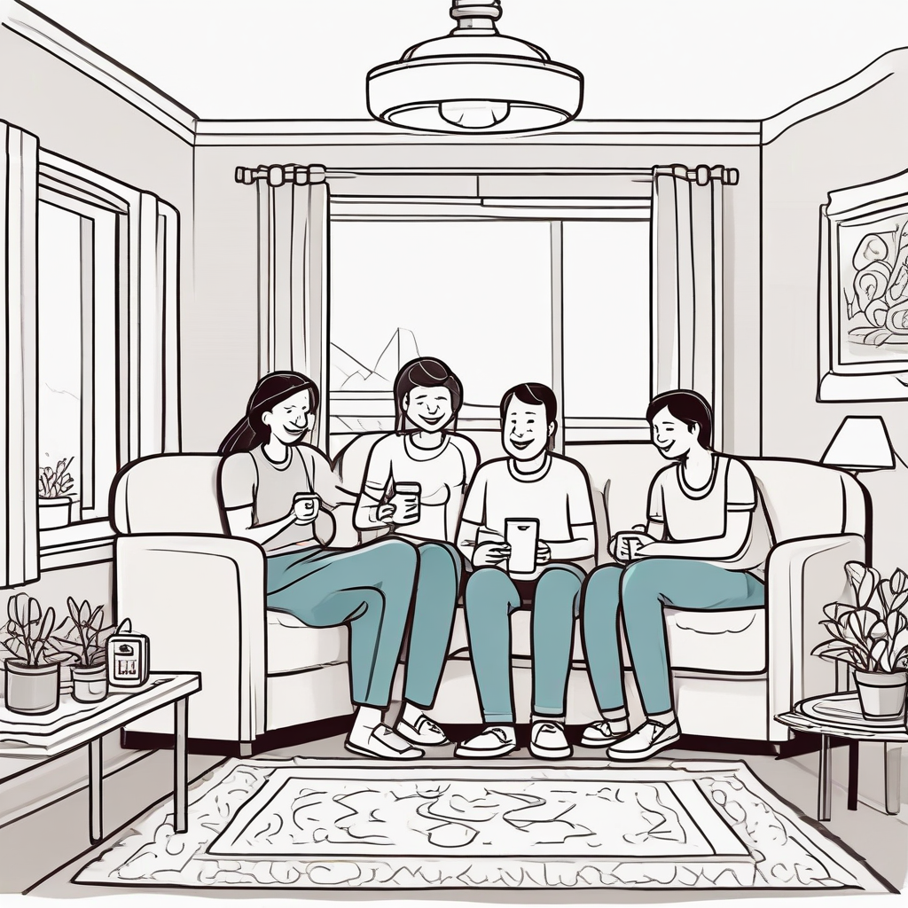 Comfortable family at home with well-maintained HVAC system